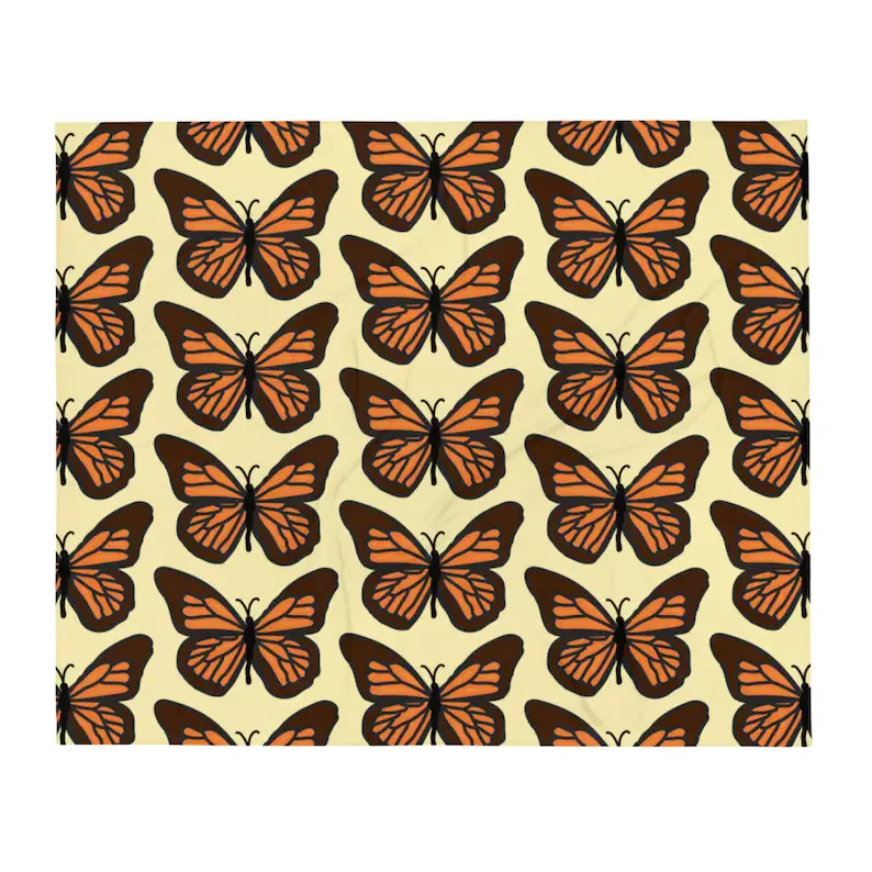 

Orange Butterfly Throw Blanket by Courtney Graben