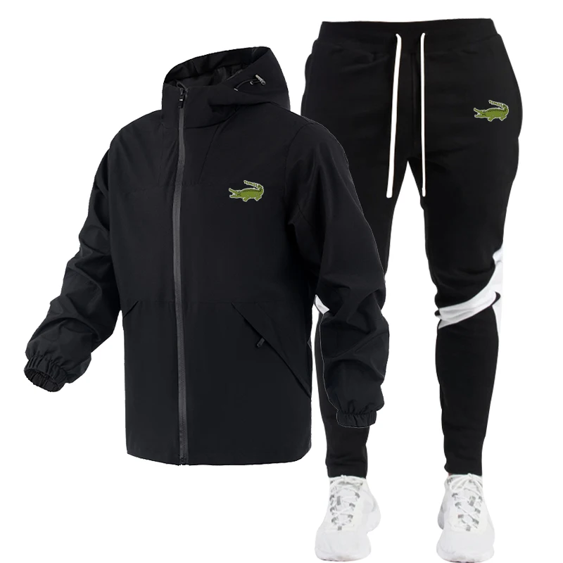 

2023 High quality CARTELO men's sports zipper Hooded Jacket Set trend outdoor sports printed jacket + Pants Set