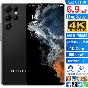new s22 ultra 6 9 hd full screen android smartphone 16gb768gb mobile phone 5g cellphone 2458mp hd camera fashion smart phone free global shipping