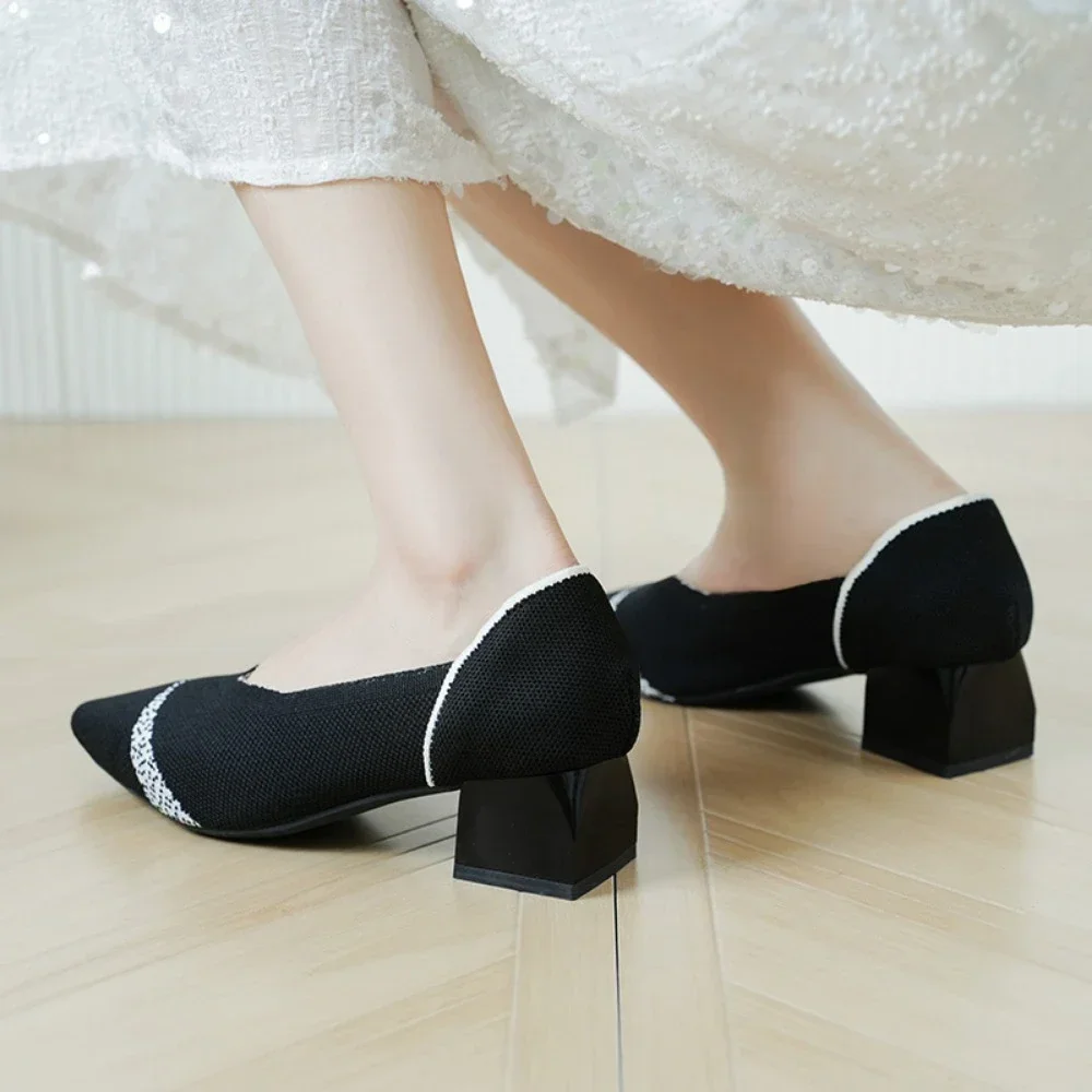 Новая женская обувь модная эластичная вязаная дышащая латексная стелька на