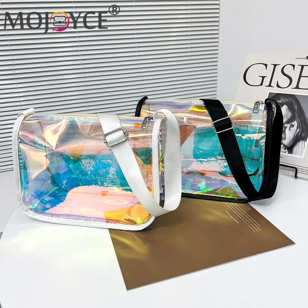 

Casual All-match Female Laser Transparent Shoulder Crossbody Bag Fashion PVC Clear Zipper Solid Color Handbags Phone Coin Purse