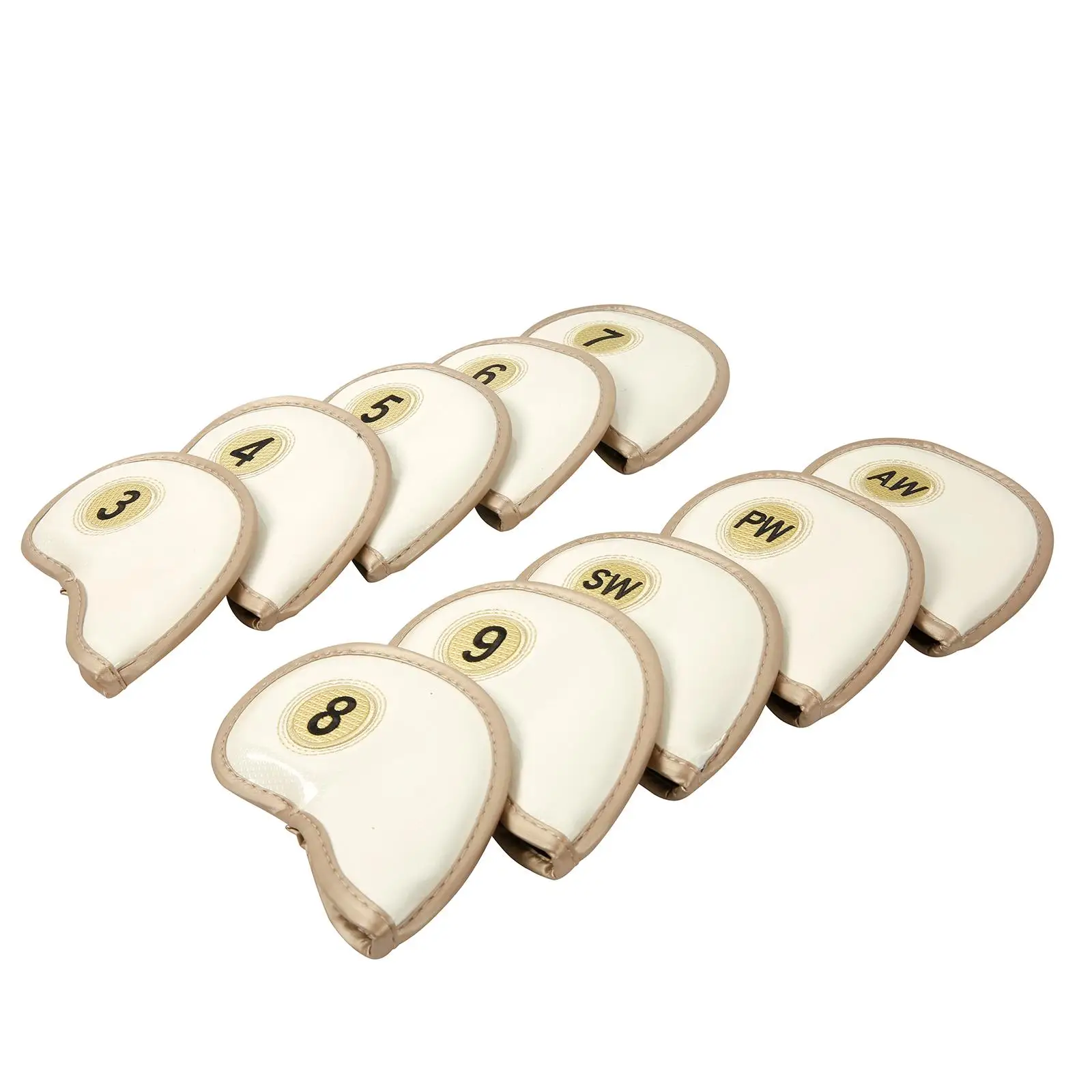 

10 Pieces Golf Iron Headcovers Set Protective Sleeve Wear Resistant Lightweight PU Leather Golf Club Head Covers for Golf Clubs
