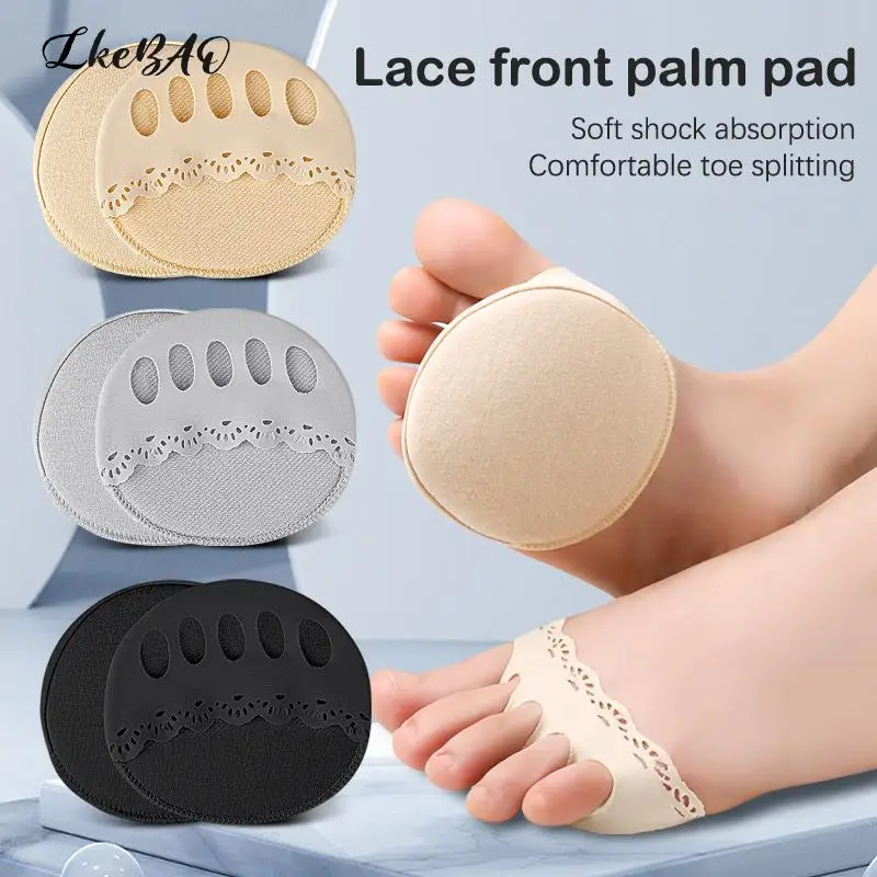 

1Pair Soft Breathable Cushioning Wear-Resistant Invisible Half Toe Socks Lace Hollow Leaky Toe Pad Soft Five Toes Forefoot Pads