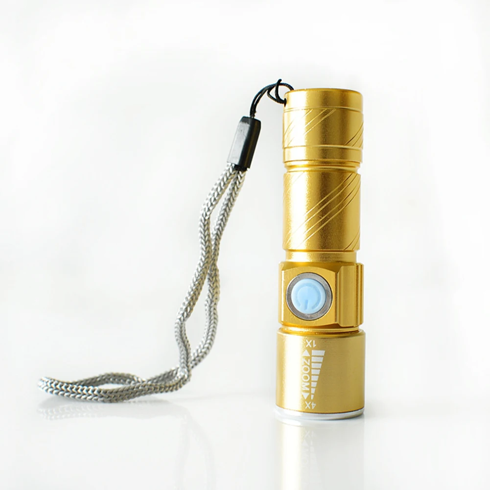

Easy To Store USB Flashlight Zoom Torch 9.3* 2.6* 2.4cm Aluminum Alloy