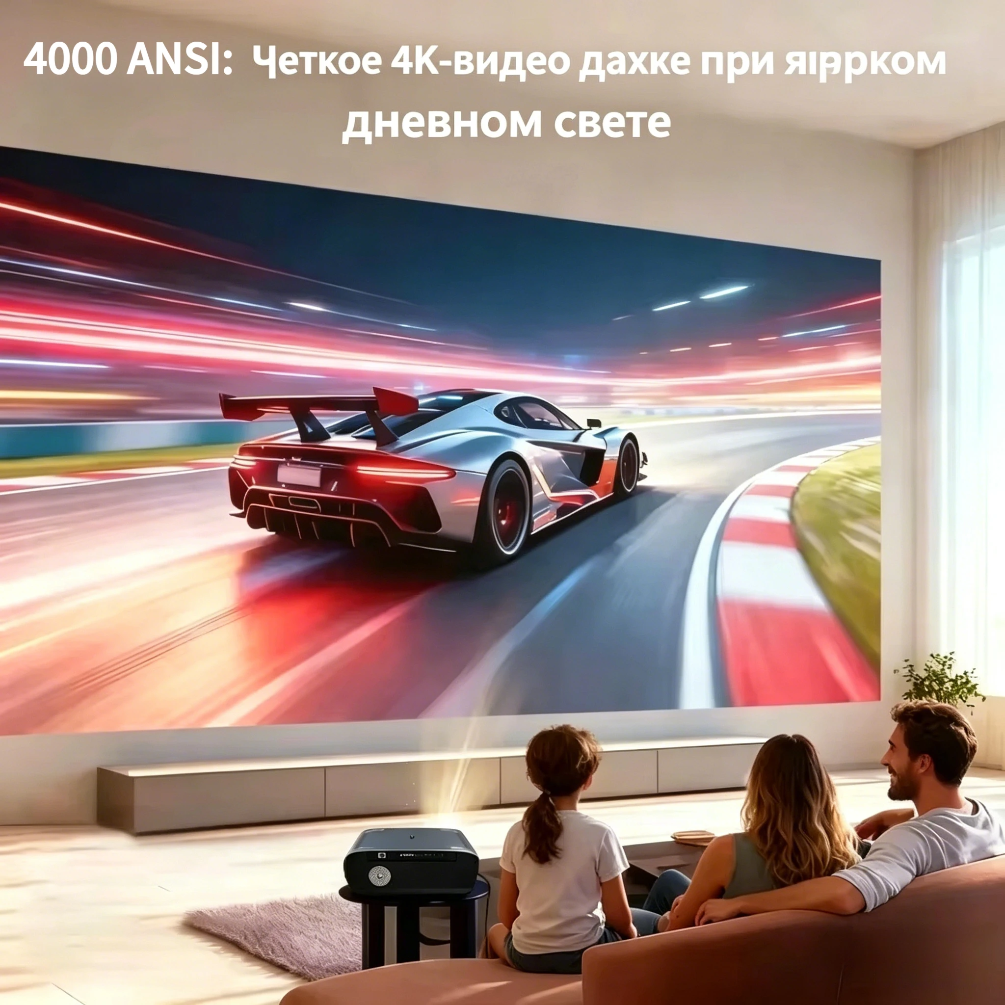 Фото Проектор 4000 ANSI люмен, 4K, Full HD 1080p, Google TV, Android 14, автофокус, для фильмов, Wi-Fi 2.4+5G, Wi-Fi 6, UHD, домашний кинотеатр, 2026 №5