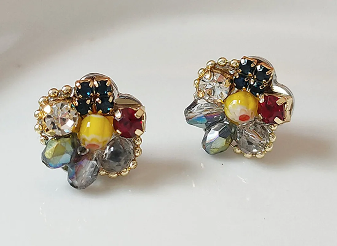 

Горячая Распродажа модные серьги для женщин Украшенные бисером дизайн свадебные из нержавеющей стали красочные стеклянные кристаллы цирк...