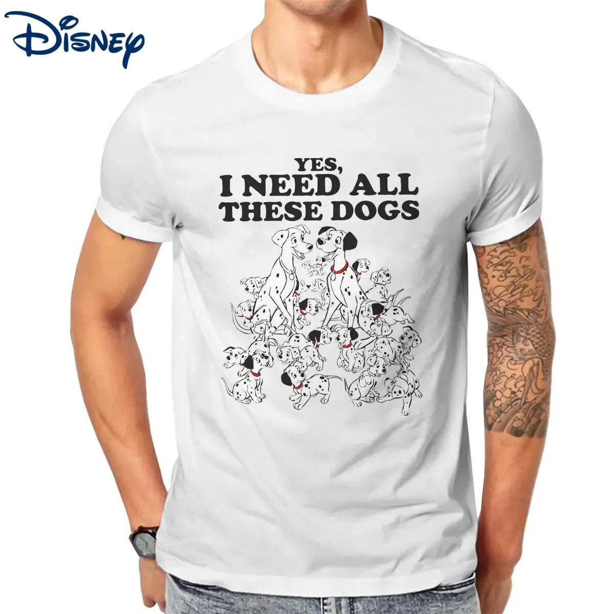 

Men T-Shirts Disney 101 Dalmatians I Need All These Dogs Cotton Tee Shirt Short Sleeve T Shirts Crewneck Clothing Birthday Gift