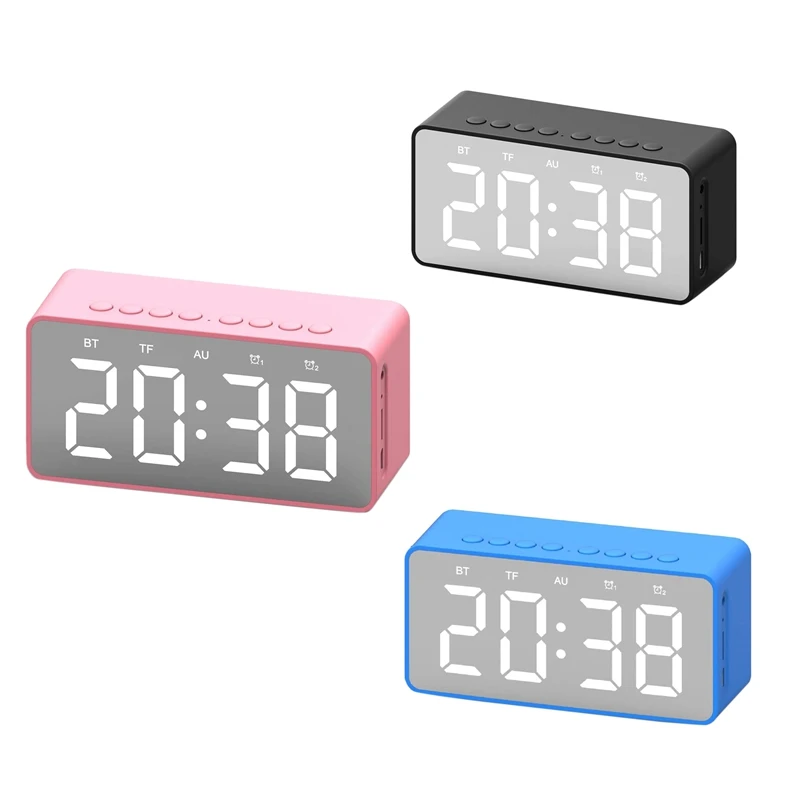 

Беспроводной цифровой будильник Bluetooth динамик светодиодный настольный зеркальный с поддержкой TF-карты AUX Повтор сигнала для дома спальни о...