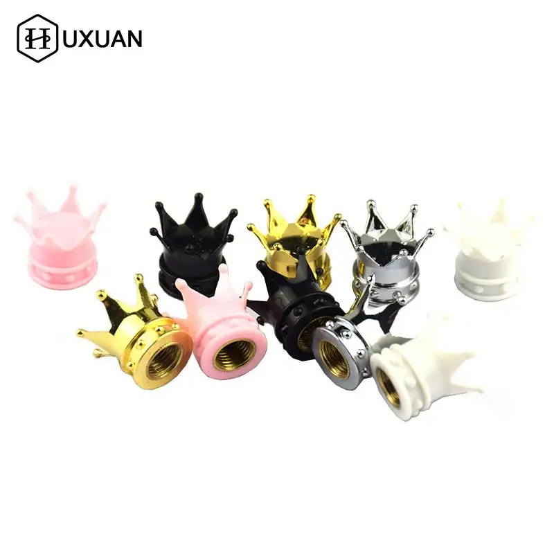 

4Pcs/Set Crown Shape Car Tire Air Valve Stem Caps Auto Wheel Stem Air Valve Dust Covers Auto Truck Motocycle Bike Dustproof Caps
