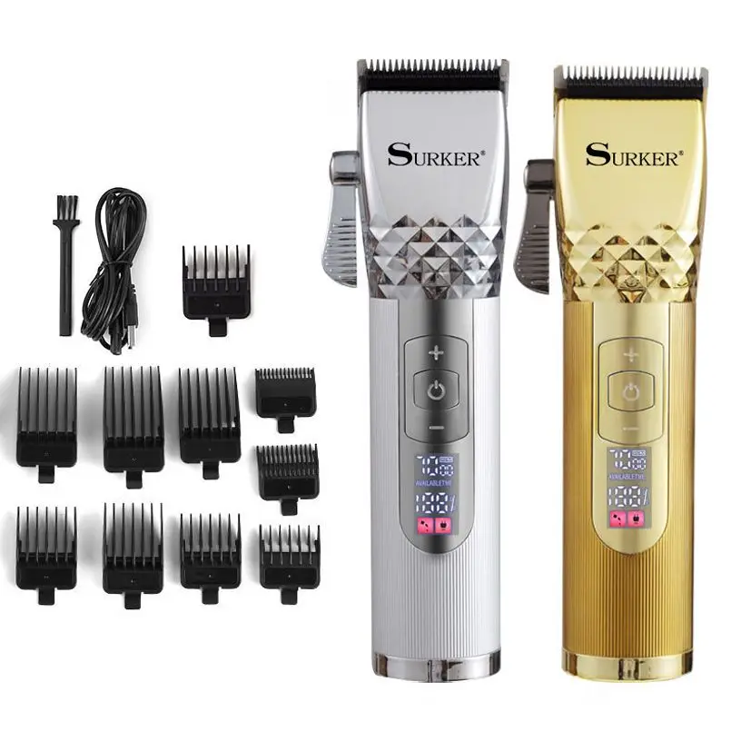 

surker electric hair trimmer rechargeable barber oil head clipper haircut machine whitening hair carving engraving LCD