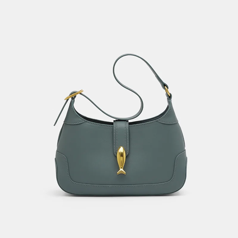 

Blue Leather One-Shoulder Underarm Bag New Fashion Minority Design Bag for Women