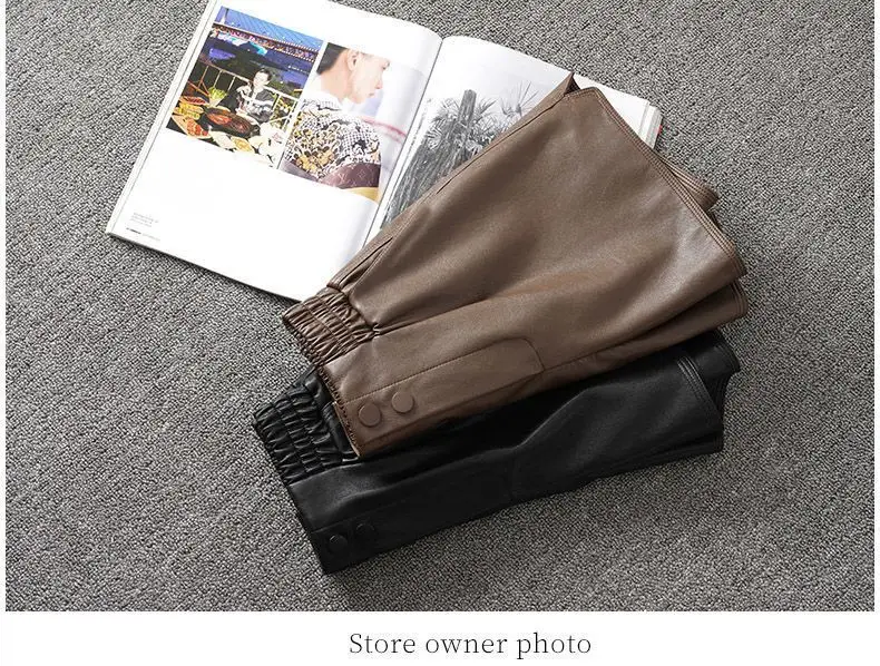 High waist leather shorts women's large fashionable autumn PU leather pants wear wide leg shorts P3 843