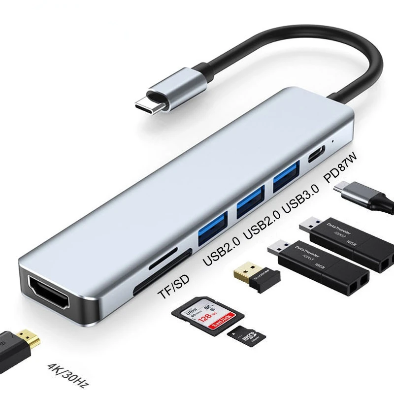 

USB c hub type c splitter to hdmi 4k thunderbolt 3 docking station portable adapter with pd sd tf rj45 for macbook air m1