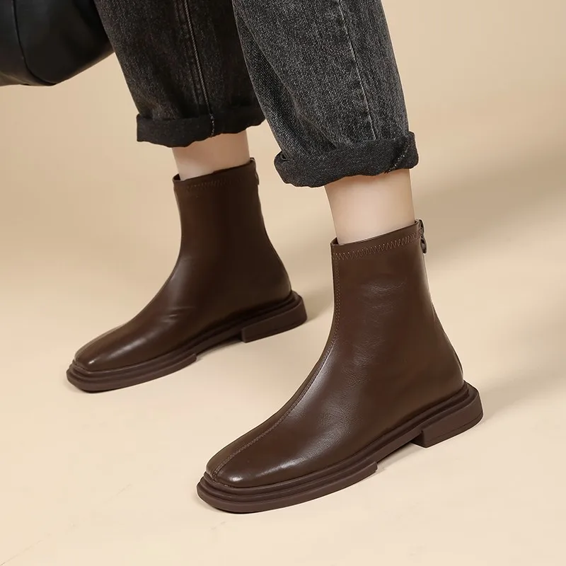 

Модные ботинки, женские короткие ботинки, осень 2022, Новые французские ботильоны челси, тонкие ботинки, корейские одноботинки, теплые и удобн...