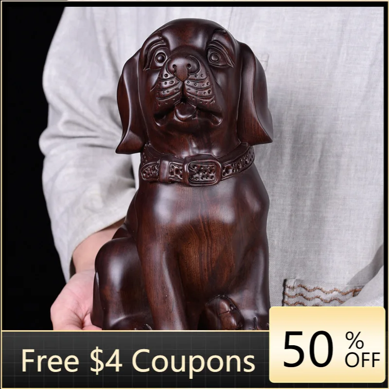 

Ebony Wood Carved Dog Decoration Zodiac Large Dog Solid Wood Home Decoration Dog Year Gift Rosewood Crafts