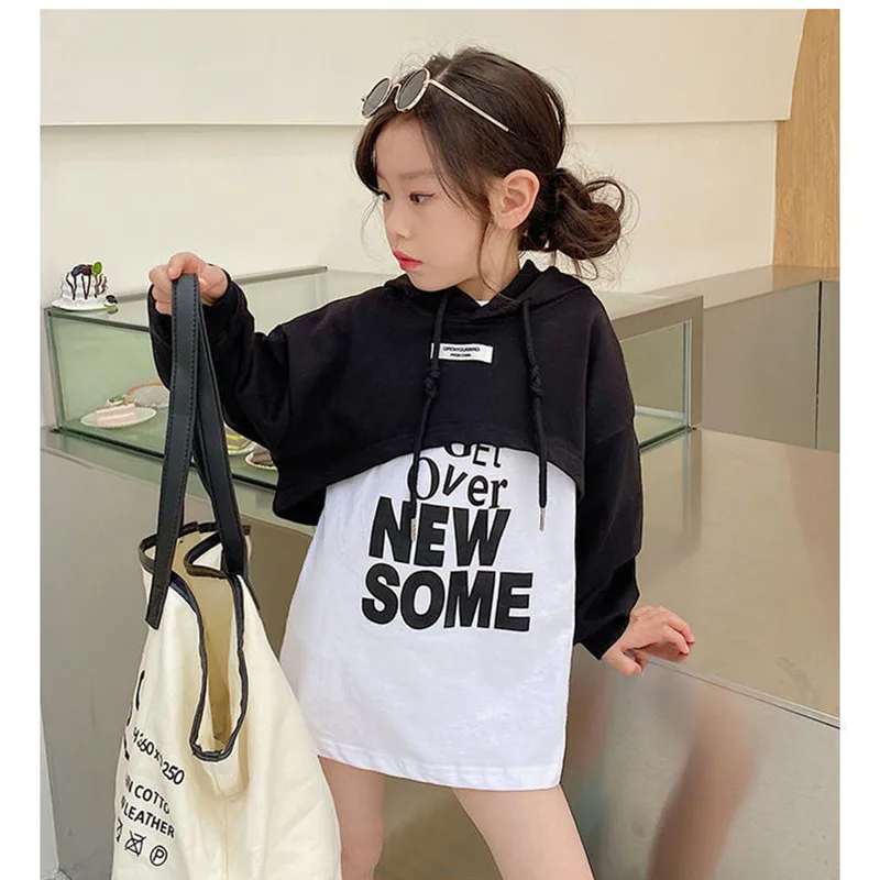 

Girls 2022 New Hoodies Teens Sweatshirt Cotton Loose Causal Tops size 4-12years Clothes