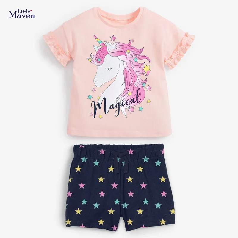 

Комплект детской одежды с принтом единорога из хлопка