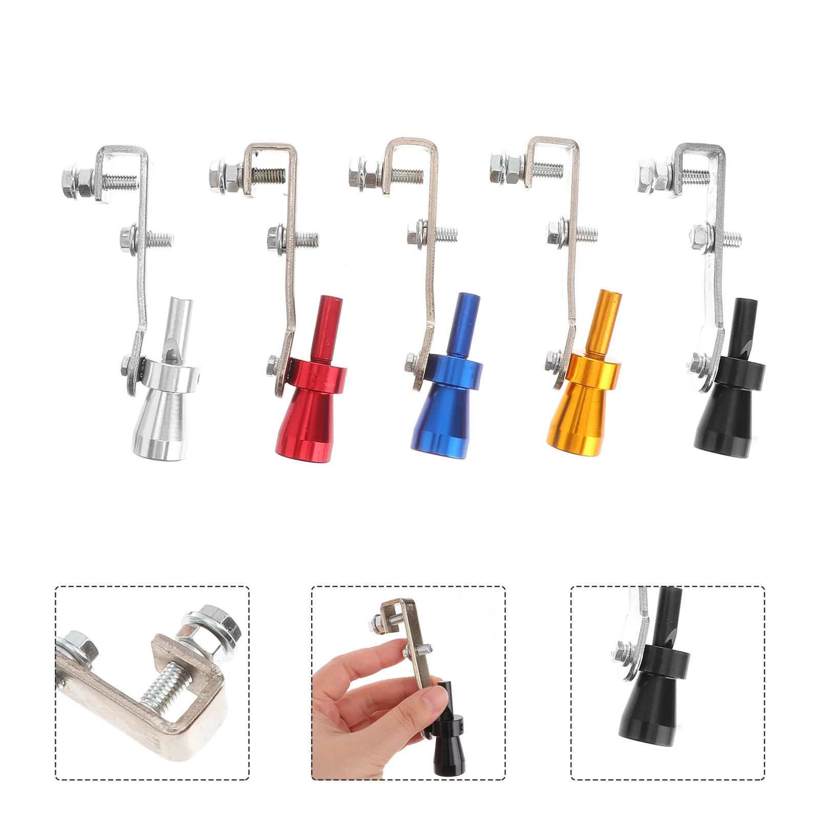 

5PCS Exhaust Pipe Sounder Car Tuning Turbine Whistle Sounder Tail - Size S(Silver Black Red Blue Golden)