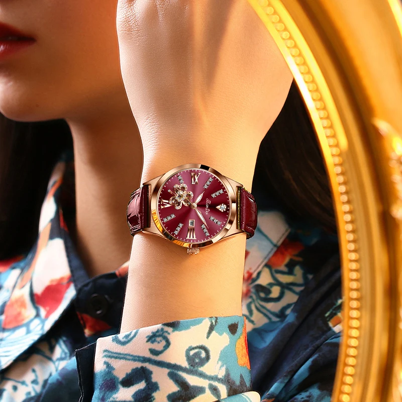 JLANDA 2023 Fashion Green Dial Leather Strap Watch Ladies Exquisite Atmosphere Diamond Luxury Quartz Watch Waterproof Watches