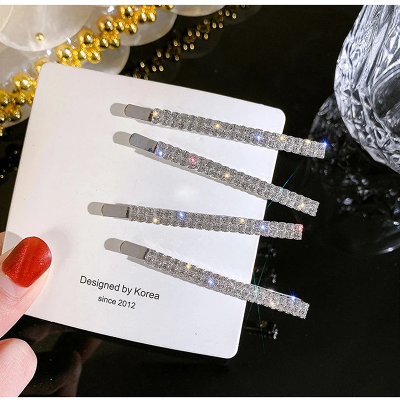 

Hot Selling Fashion Rhinestone Custom Double Row Crystal Hair Clips For Women Wedding Gifts