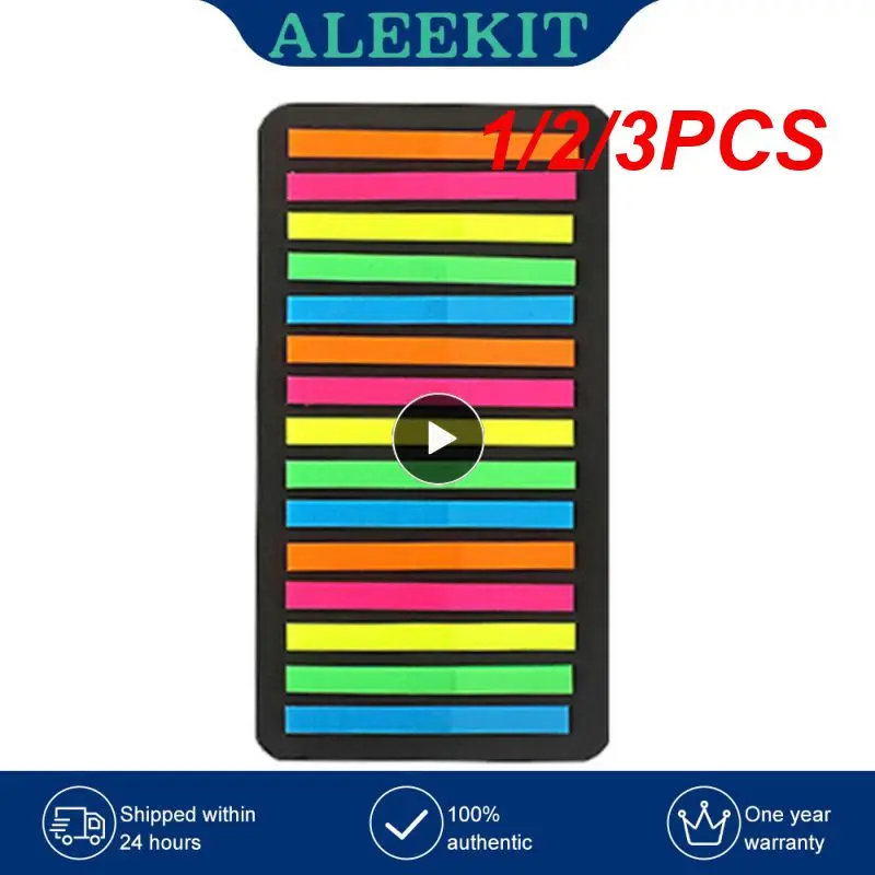 

1/2/3PCS Sticky Bookmarks PVC Sticky Labels Lightweight No Trace Fashion Fluorescent Self Sticky Notes Lined Memos Decor
