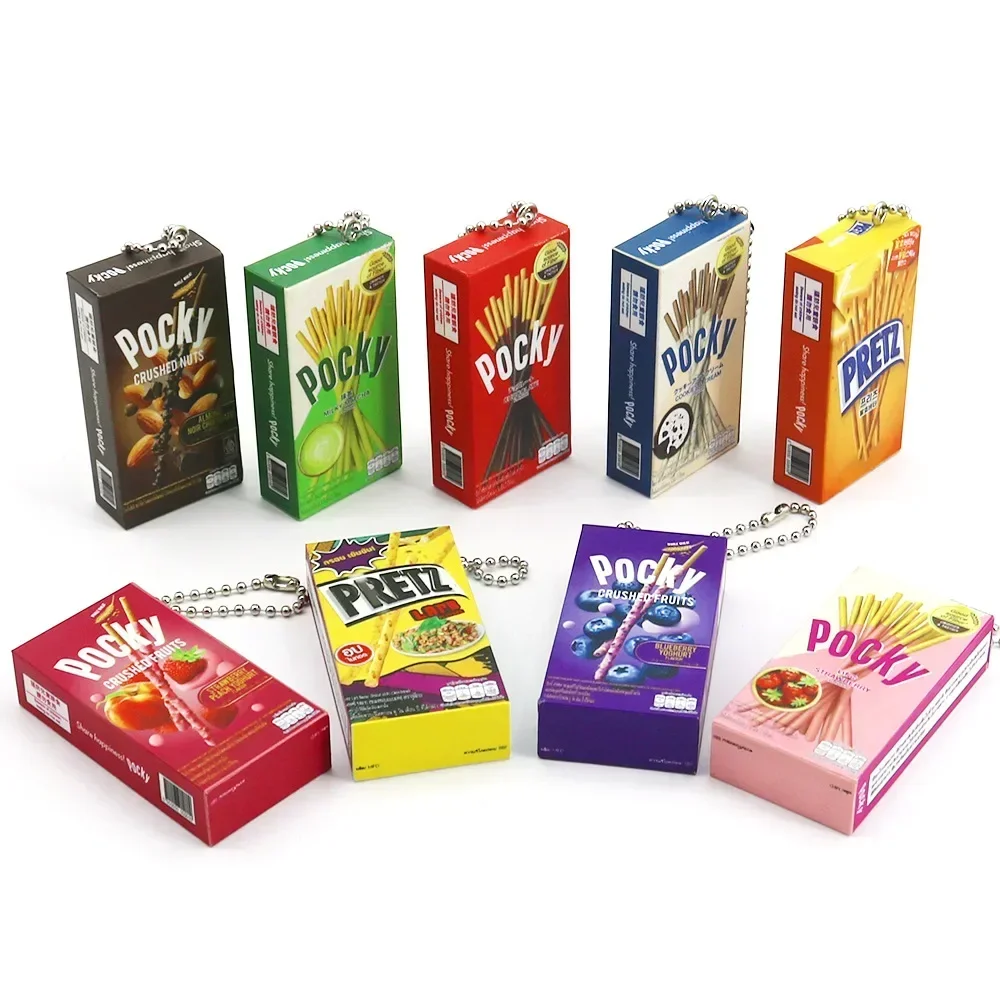 Реалистичный брелок-коробка для закусок и печенья | Pocky Series: Матча Клубника