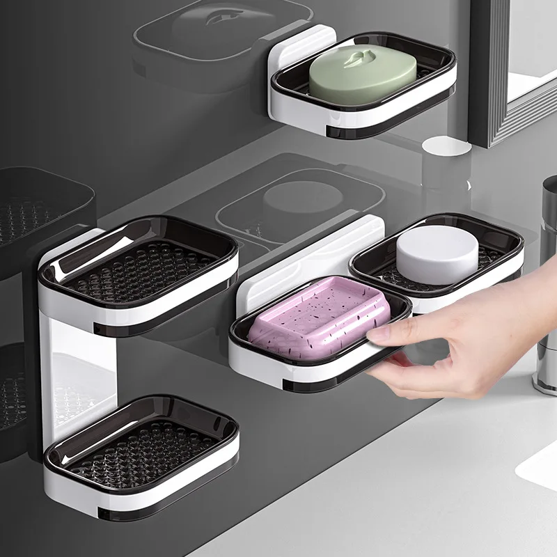 Коробка для мыла настенная Двухуровневая сушилка в ванную комнату стеллаж