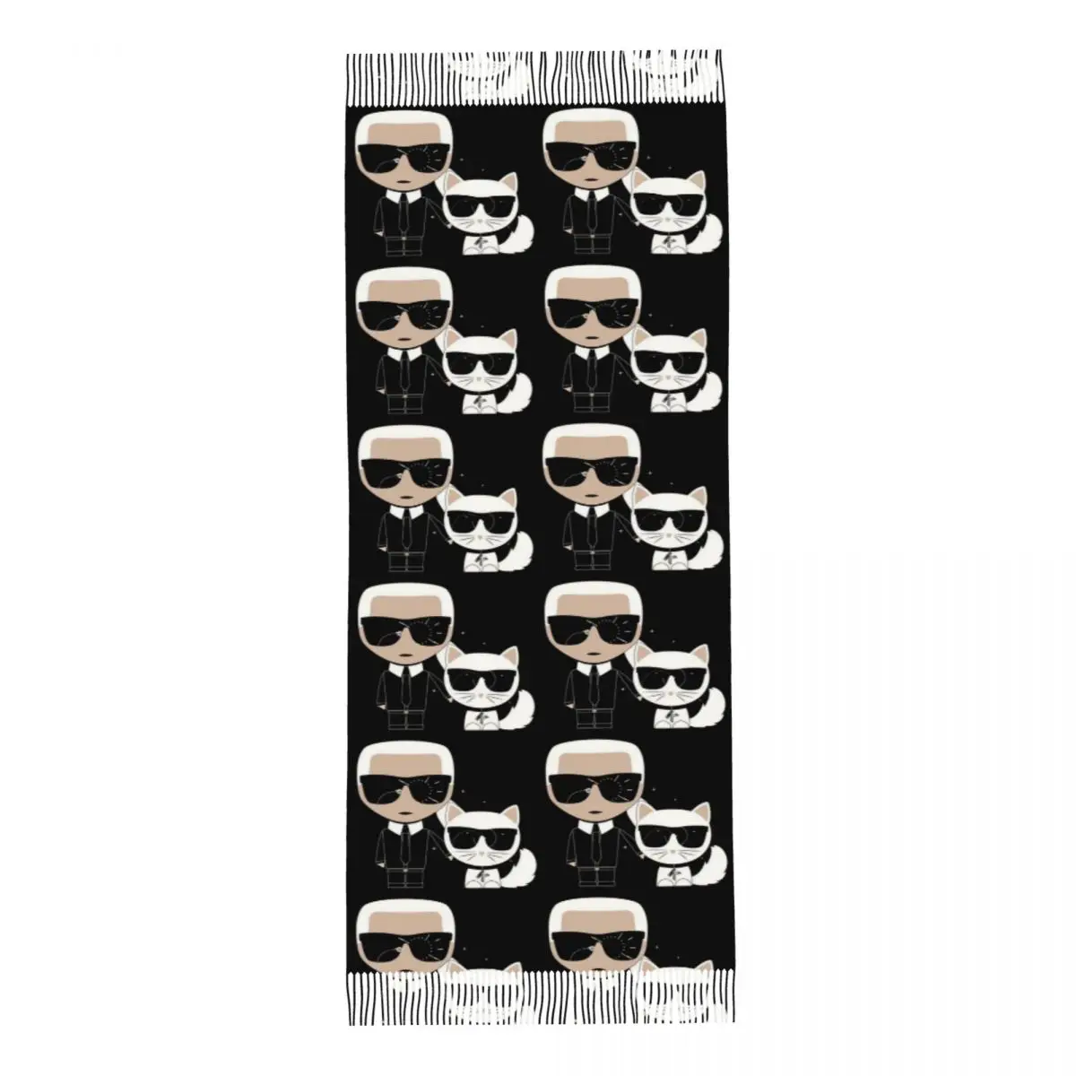 Женский шарф с кисточкой лозунг изображением кота длинная мягкая теплая шаль