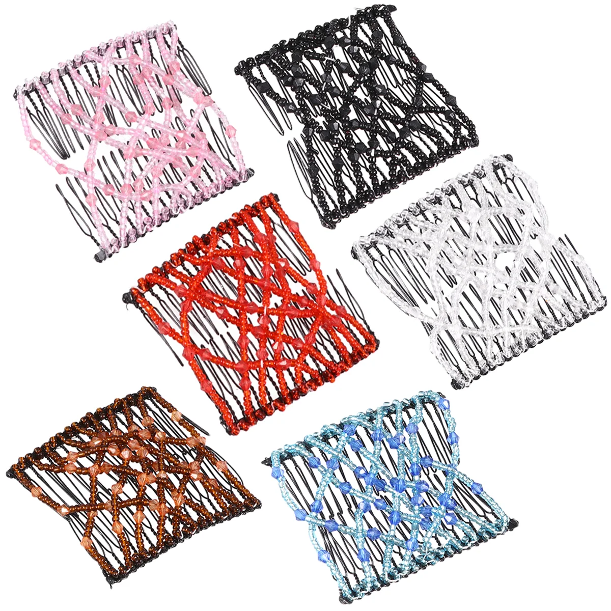 

Hair Combs Combdecorative Clip Updo Beads Side Metal Fashion Stretchable Elastic Women Clipsdouble Thick Thin Stretch Woman
