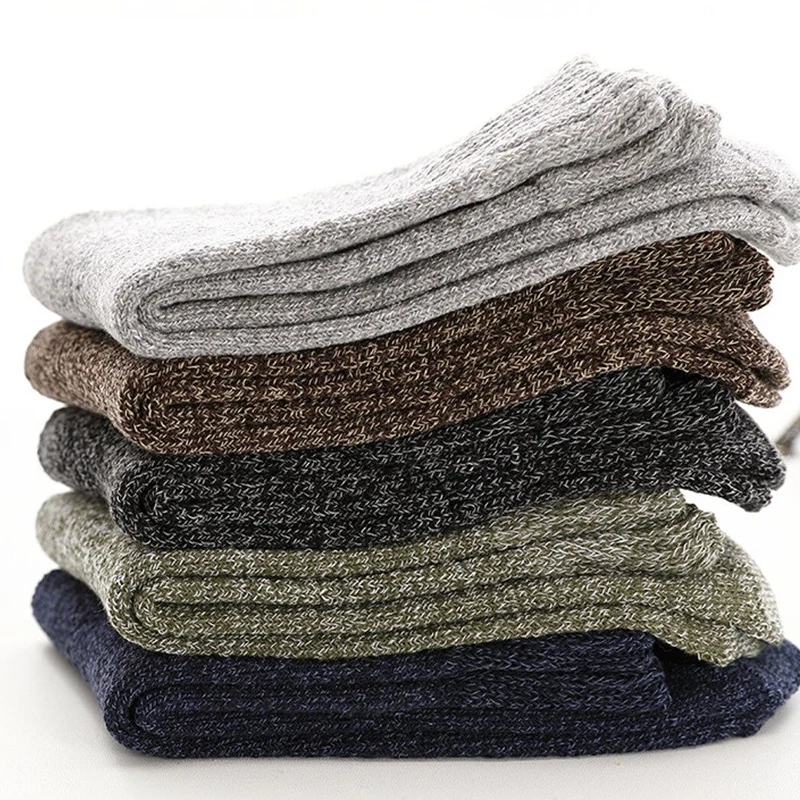 6pcs Winter Solid Color Warm Knitted Thick Socks for Women Men Cotton Wool Plush Warmer Against Cold Unisex Funny Sock 3 pairs