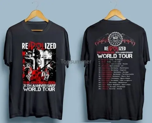 W.A.S.P. Футболка Reidolized The малиновый Idol World Tour для мужчин, двусторонняя хлопковая Повседневная Подарочная футболка, американский размер S 3Xl