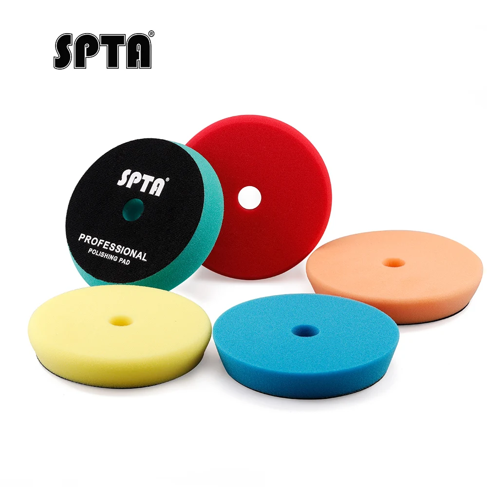 SPTA 3 дюйма (80 мм)/5 дюймов (125 мм)/6 дюймов (150 мм) автомобильная полировальная подушечка Т-образная плоская пенопластовая полировальная подушечка для полировки DA/RO/GA полировка/вощение