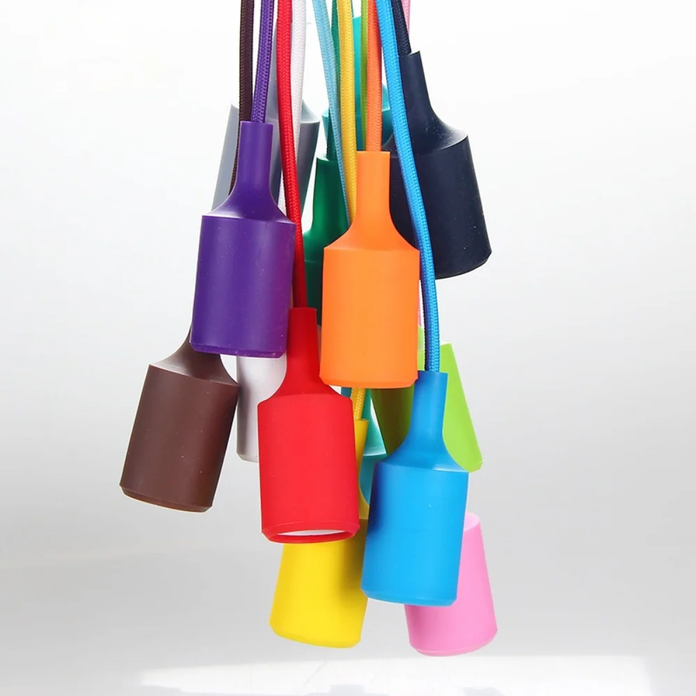 

Portable LED Colorful Light Chandelier Silicone Socket Lamp Cord Set with Textile Cable