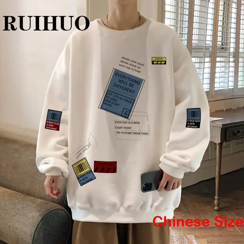 

Свитшот RUIHUO мужской с графическим принтом, Модный пуловер в стиле Харадзюку, одежда для мужчин, размеры 5XL, весна 2023