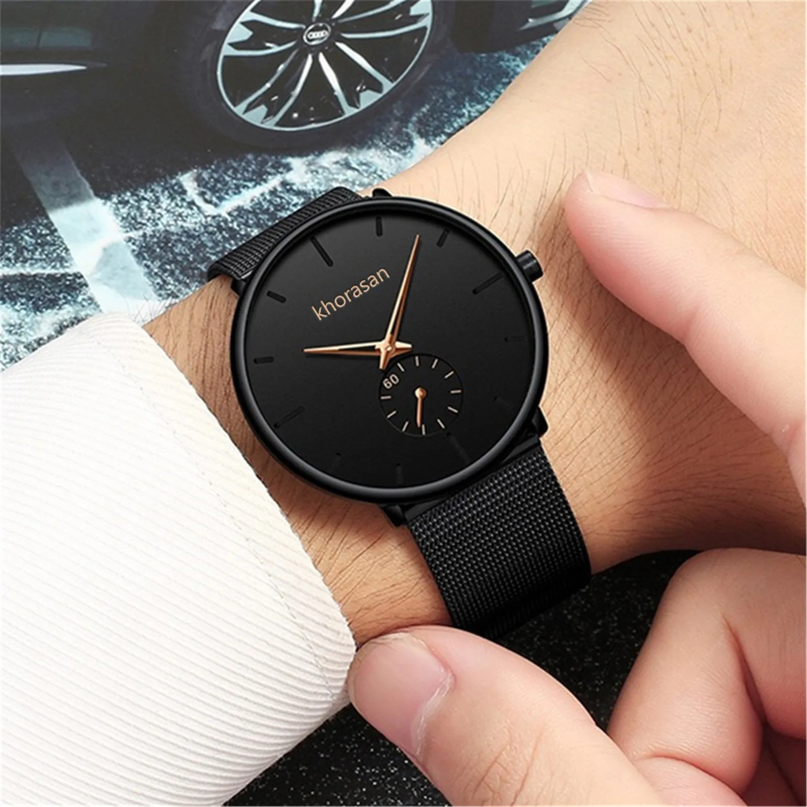 

Reloj Hombre 2023 Minimalist Mens Fashion Ultra Thin Watches Simple Men Business Black Stainless Steel Mesh Belt Quartz Watch