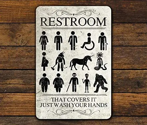 

Restroom Antiqued-Style Funny Metal Door Sign Restroom Antiqued-Style Funny Metal Door Sign