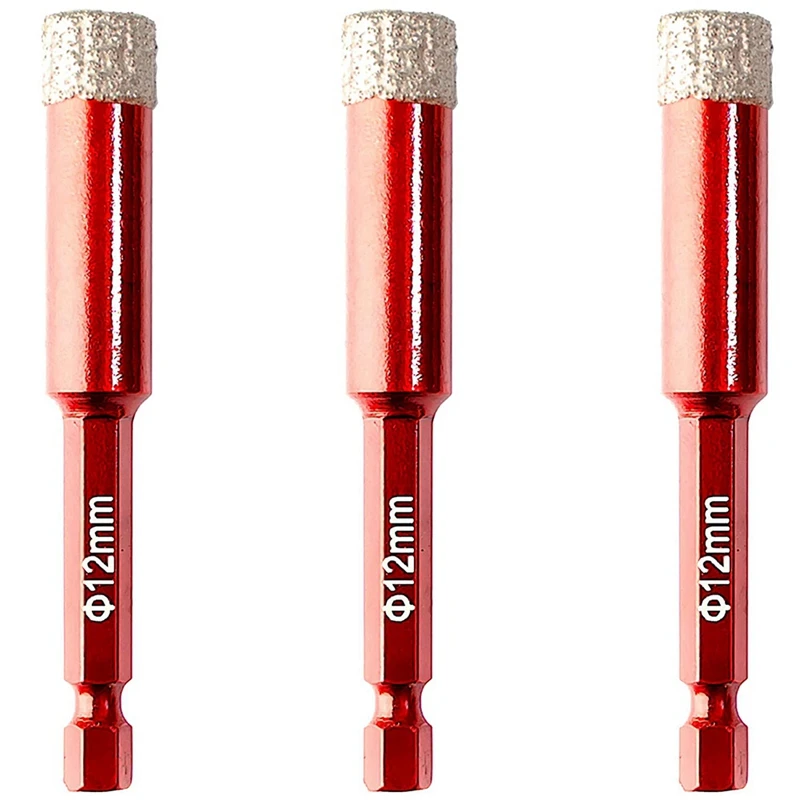 

3Pcs Dry Diamond Drill Bits Diamond Hole Saw For Ceramic Porcelain Granite Marble Tile Drill Bit Diamond Drill Bit 12Mm