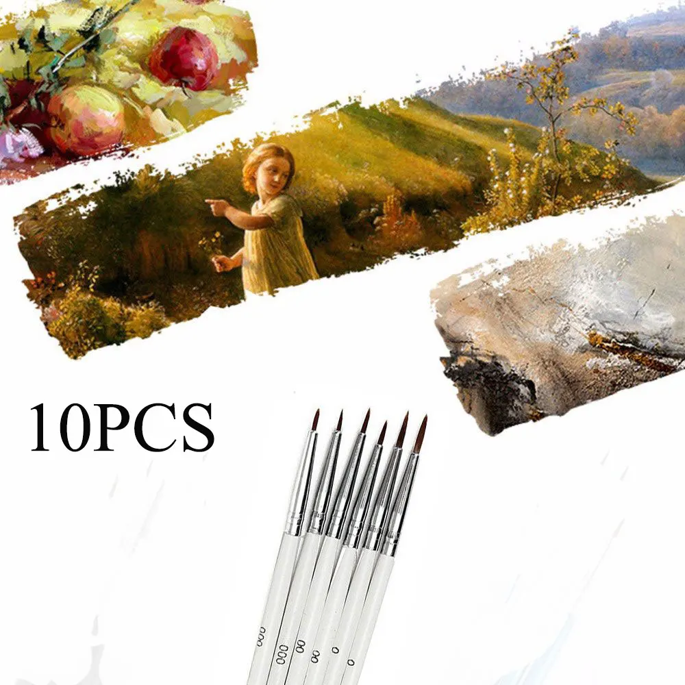 

10 шт., кисточки для рисования акварелью и Нейлоновыми волосами