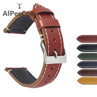 smooth leather watch straps 20mm 22mm wristband bracelet calfskin vintage italian waxed leather watch bands