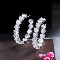 threegraces dazzling cubic zirconia love heart shape cz party hoop earrings for women summer trendy daily office jewelry er867
