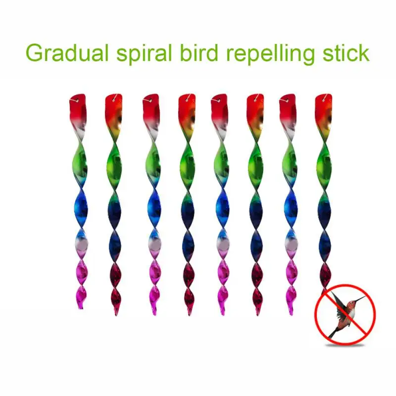 Bird Repellent Reflective Rod Strong Reflection Easy To Use Colorful Gradient Repellent Stick Bird Repellent Spiral Rod