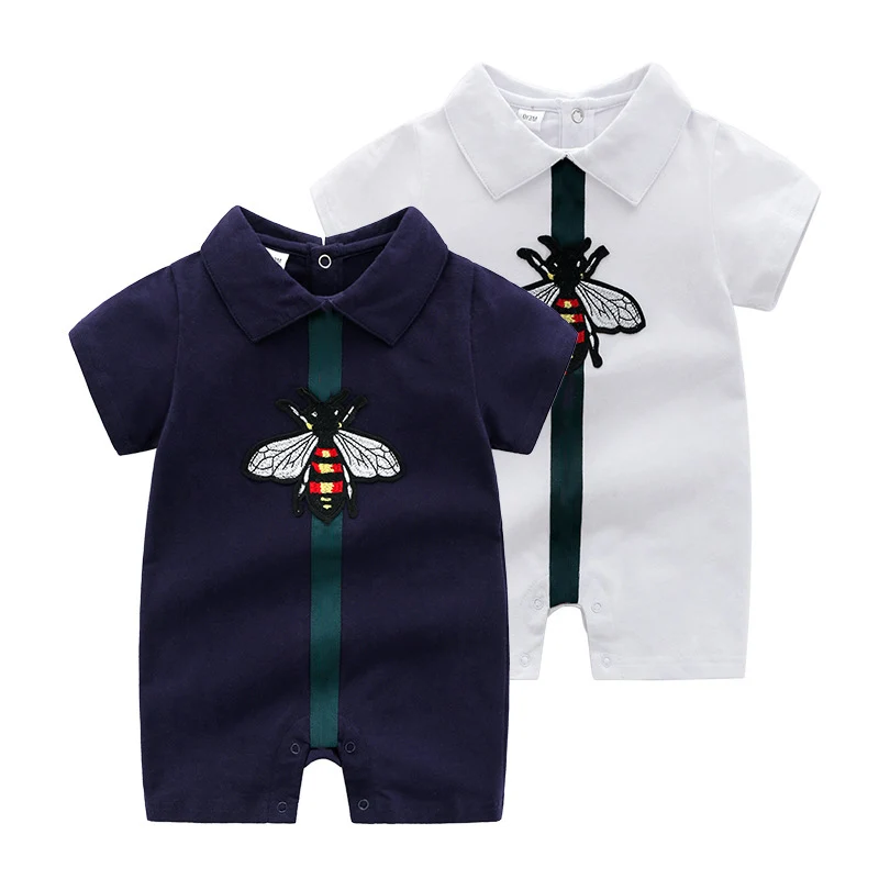 

Newborn Baby Boys Bodysuits Summer Short Sleeve Cotton Baby Clothes Stripe Toddler Jumpsuit Girls Designer Clothes Infant Romper