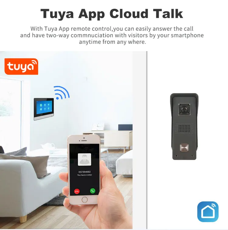 Tuya with phone function 4 wire villa intercom for single house 1080P HD camera motion detection night vision video doorbell enlarge