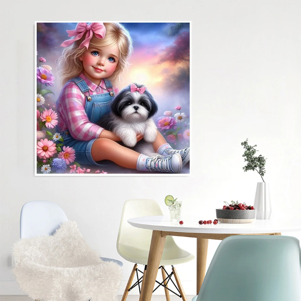 AZQSD Алмазная вышивка 5d девушка собака искусственное рукоделие домашний декор