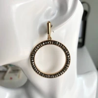 fashionable new alloy diamond studded rhinestone glass round geometric earrings