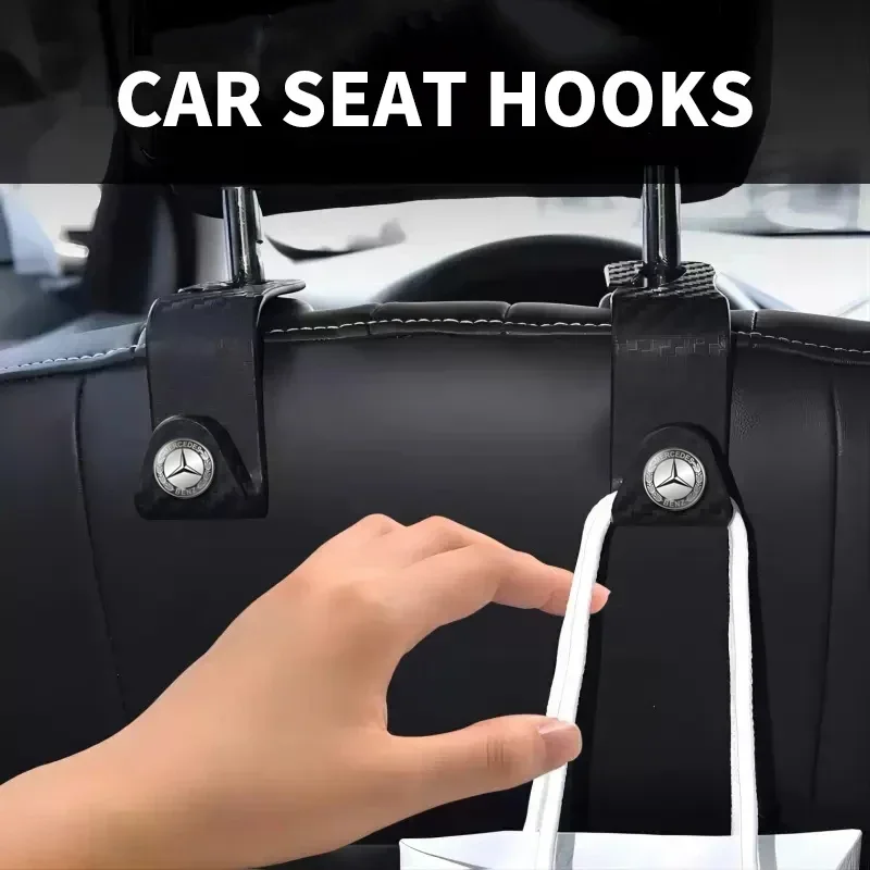 Carbon Fibre Car Rear Seat Hook Hanger Storage Organizer Hooks For Mercedes Benz AMG W204 W205 W211 W212 W213 W176 GLA CLA
