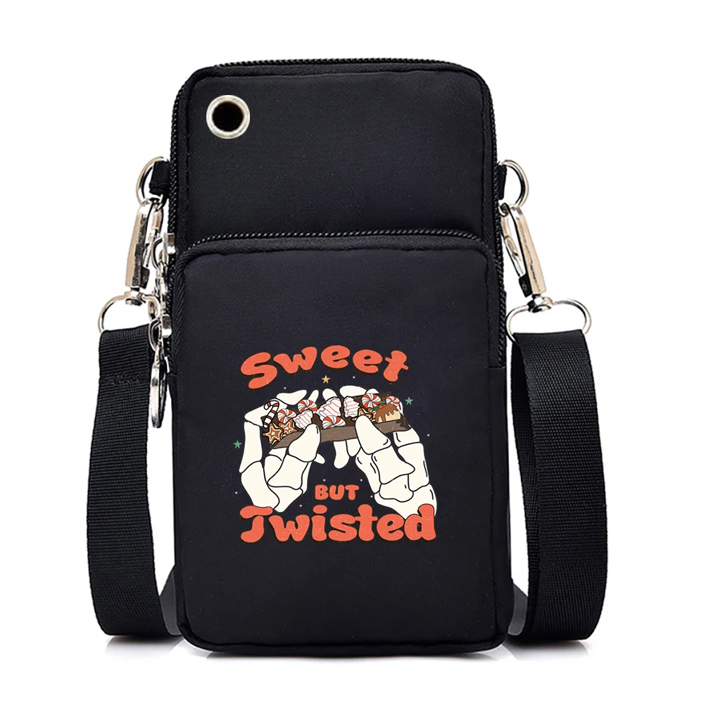 Сумка на плечо с черепом и рождественской елкой женская сумка для мобильного