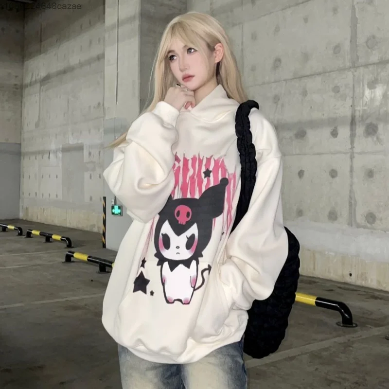 Новинка модные толстовки Sanrio Kuromi Y2k уличная одежда свободные пуловеры