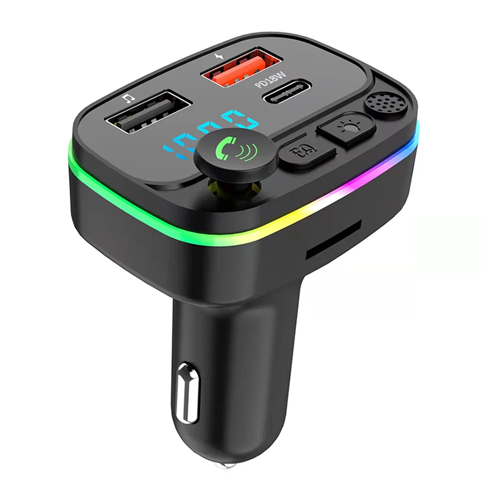 

FM-трансмиттер автомобильный с поддержкой Bluetooth 5,0 и 2 USB-портами, 12-24 В