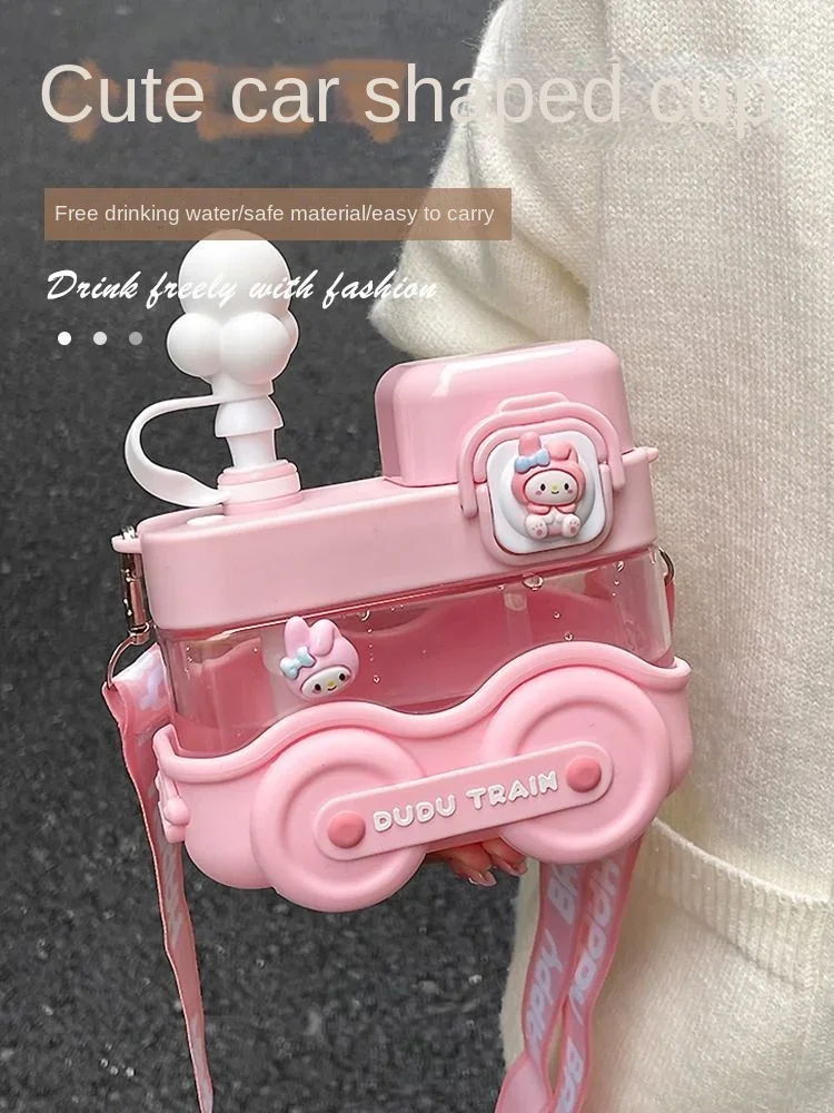 

Sanrio Children's Gift Cute Car Cup Ladies Good-looking Cup Summer Cup with Straw Plastic Cup Double Drink Cup